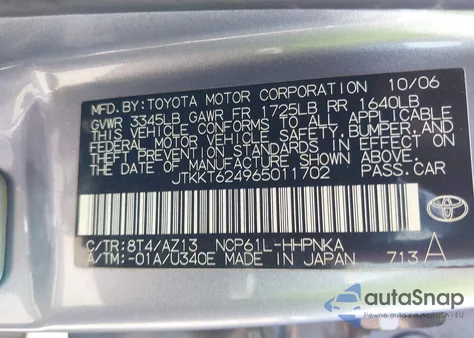 2006 Scion Xa из США, поврежденный, VIN JTKKT624965011702